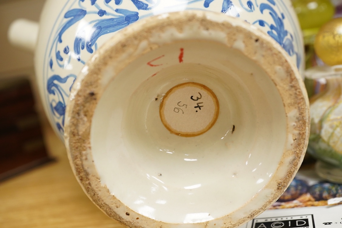 An Italian maiolica syrup jar, 17.5cm high